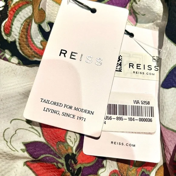 Reiss Cream Annie Retro Print Top NWT - Picture 6 of 6